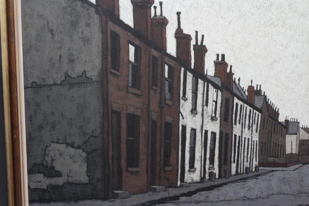 STUART WALTON (b.1933) Northern Street Scene, signed lower right and dated '67, oil on board, 27 Image