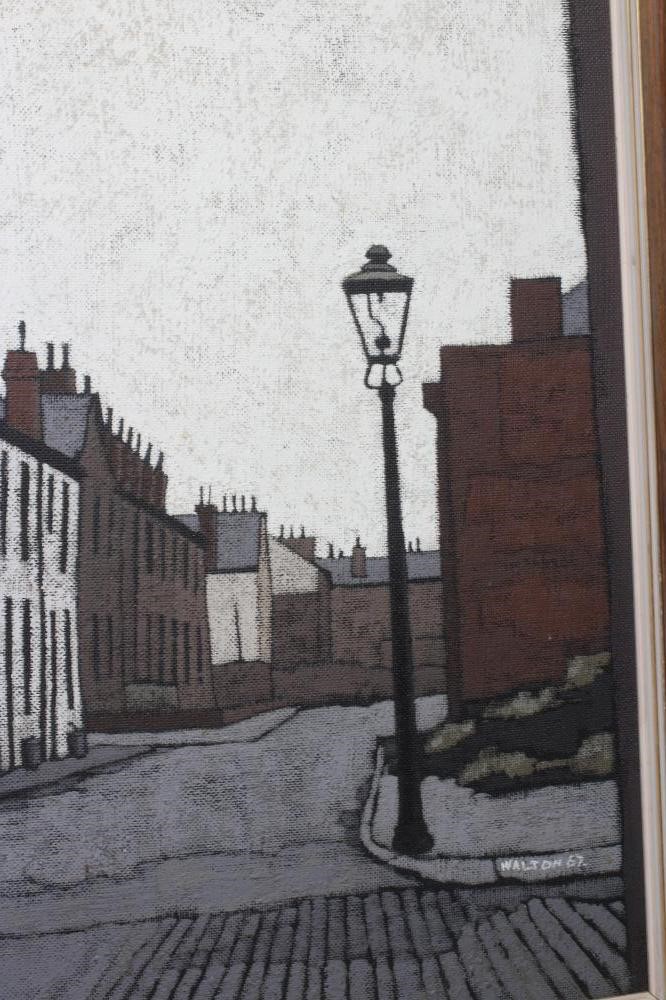 STUART WALTON (b.1933) Northern Street Scene, signed lower right and dated '67, oil on board, 27 Image