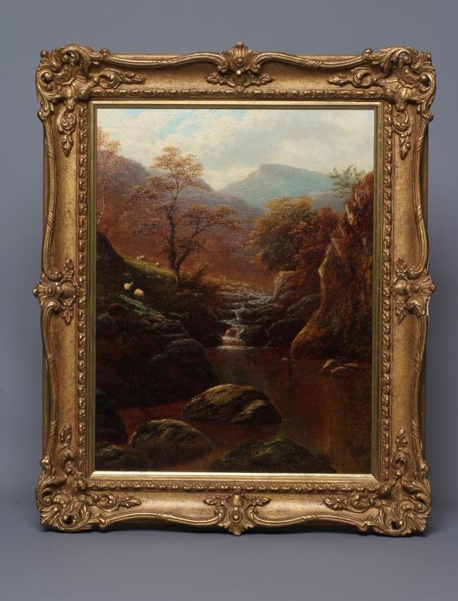WILLIAM MELLOR (1851-1931) A River Gorge with a Cascading Waterfall, signed lower left, oil on Image