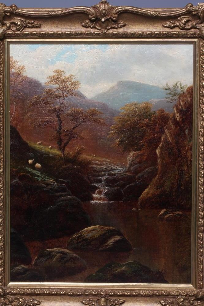 WILLIAM MELLOR (1851-1931) A River Gorge with a Cascading Waterfall, signed lower left, oil on Image