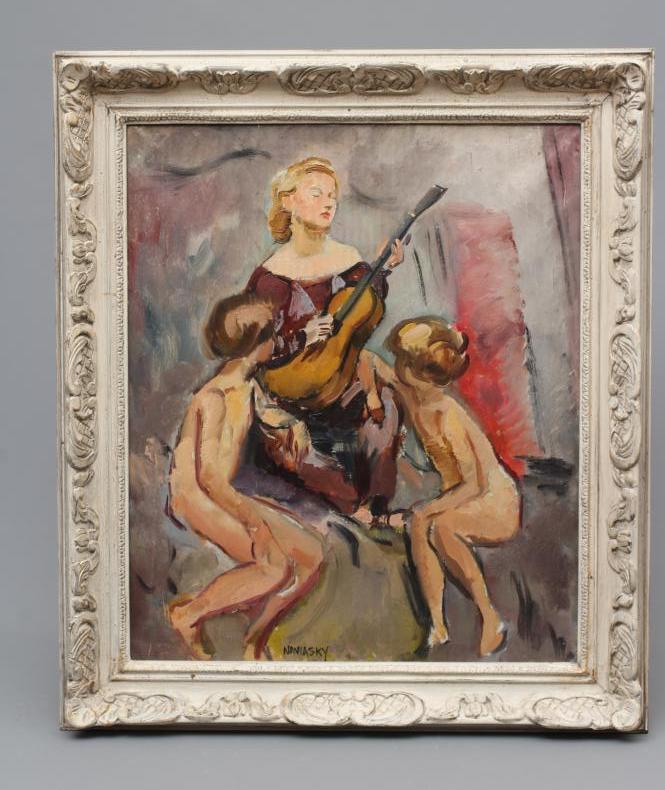 PHILIP NAVIASKY (1894-1983) Musical Recital, signed lower left, oil on canvas, 25" x 21", modern Image