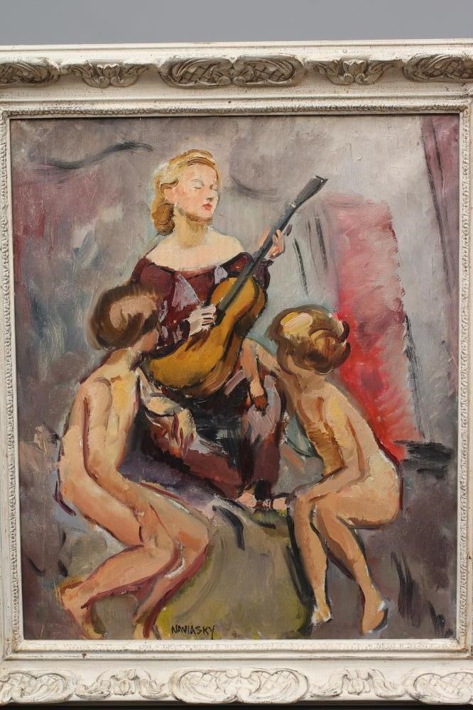 PHILIP NAVIASKY (1894-1983) Musical Recital, signed lower left, oil on canvas, 25" x 21", modern Image