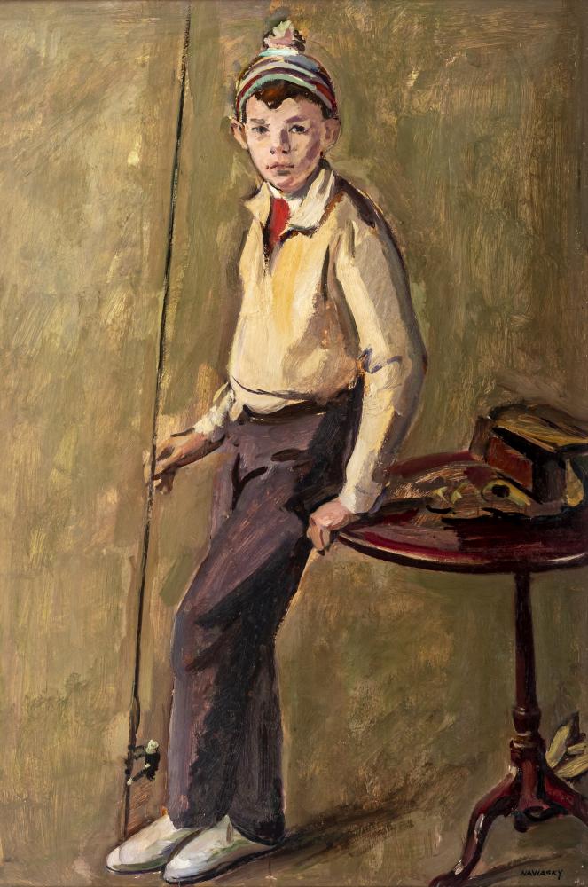PHILIP NAVIASKY (1894-1983) Boy with Fishing Rod Image