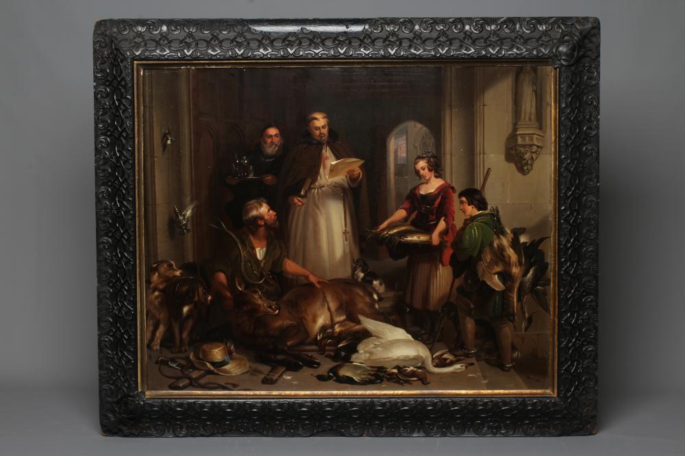 AFTER SIR EDWIN HENRY LANDSEER (1802-1873) Bolton Abbey in Olden Times, oil on panel, 22 1/2" x 27 Image