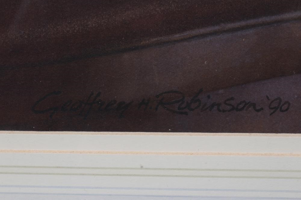 GEOFFREY H ROBINSON (b.1925) Still Life with Blossom and a Chinese Vase, signed lower right and Image