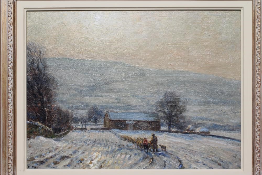 HERBERT F ROYLE (1870-1958) The High Laithe in Winter, signed lower left, oil on board, 12" x 16", Image