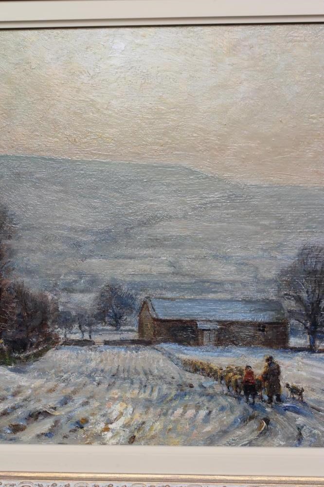 HERBERT F ROYLE (1870-1958) The High Laithe in Winter, signed lower left, oil on board, 12" x 16", Image