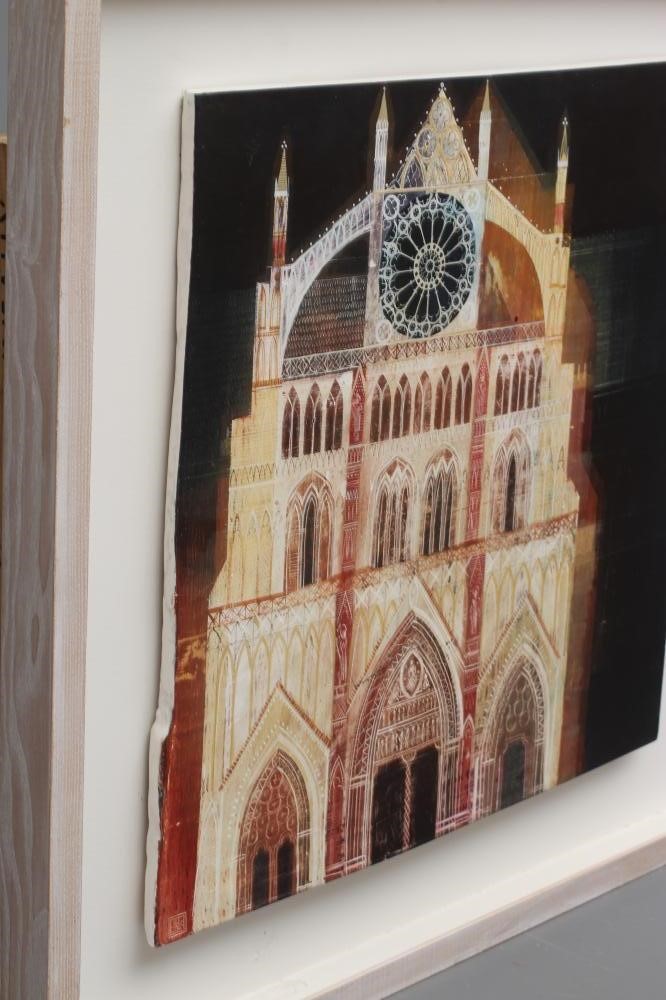 ED KLUZ (b.1980) York Minster, signed with monogram lower left, oil on plaster panel, 18" x 18", Image