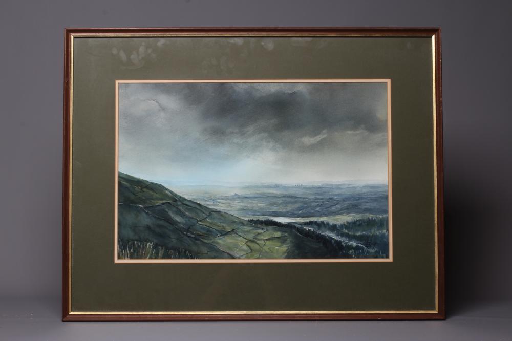 ASHLEY JACKSON (b.1940) View over Yorkshire Hills, signed lower right, watercolour, 14" x 21", Image
