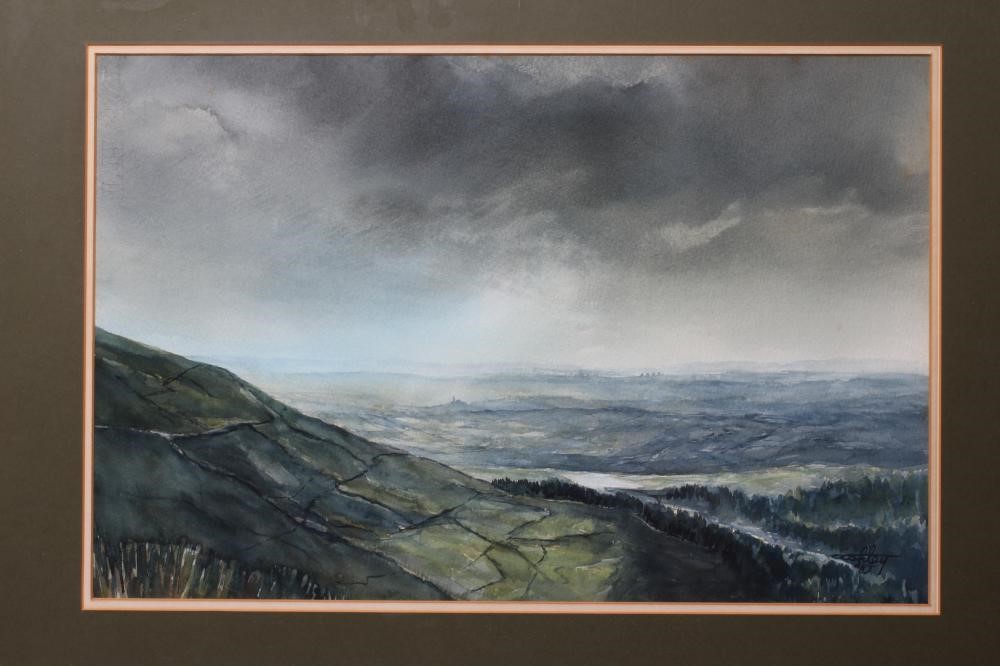 ASHLEY JACKSON (b.1940) View over Yorkshire Hills, signed lower right, watercolour, 14" x 21", Image