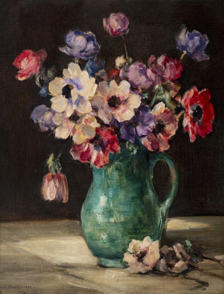 OWEN BOWEN (1873-1967) Still Life of Anemones in a Green Jug Image