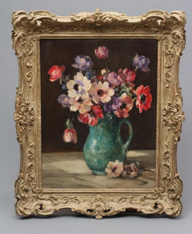 OWEN BOWEN (1873-1967) Still Life of Anemones in a Green Jug Image