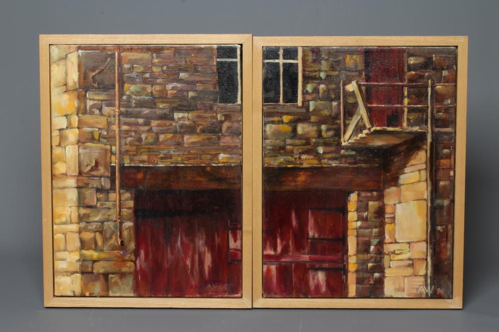 ANDREW WADE (20th/21st century) Yorkshire Barn, a pair of oils on canvas, both signed with initials Image