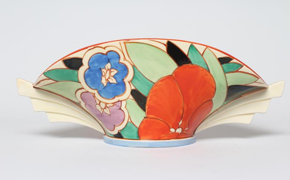 A CLARICE CLIFF FANTASQUE BIZARRE GARDENIA PATTERN POTTERY DAFFODIL BOWL Image