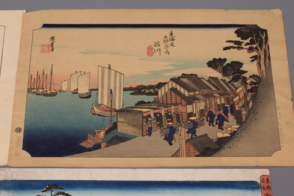 A COLLECTION OF EIGHT JAPANESE WOODBLOCKS to include the works 'Shinagawa' and 'Ishiyakushi' after Image
