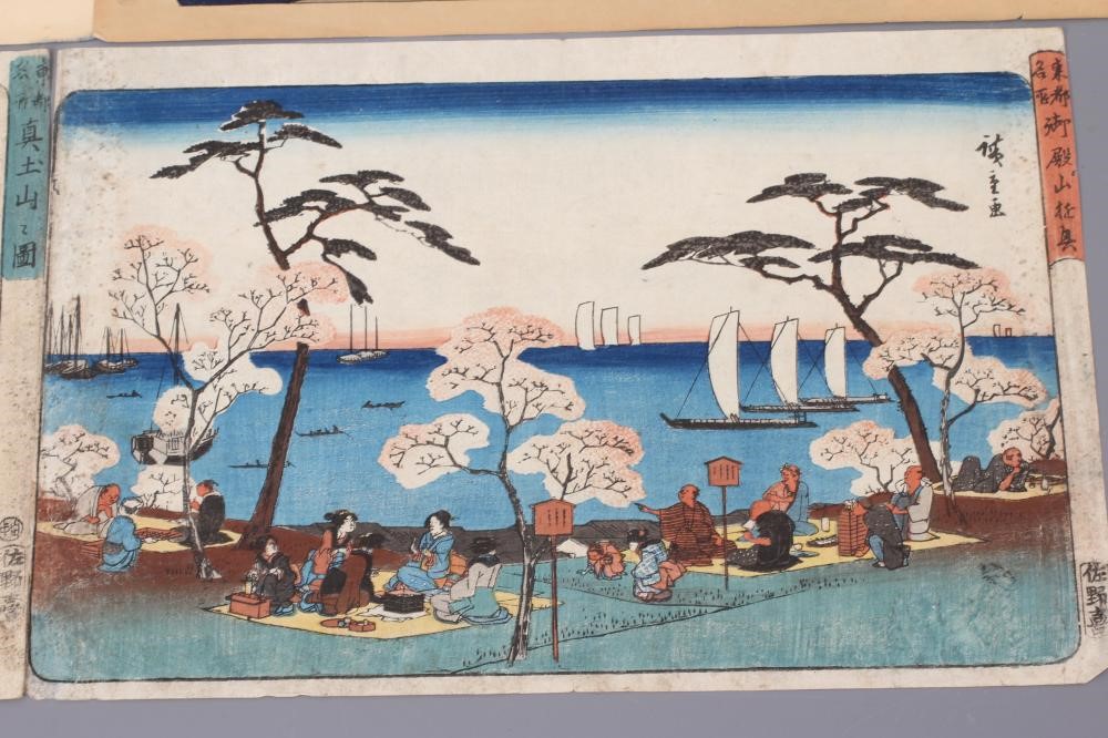 A COLLECTION OF EIGHT JAPANESE WOODBLOCKS to include the works 'Shinagawa' and 'Ishiyakushi' after Image