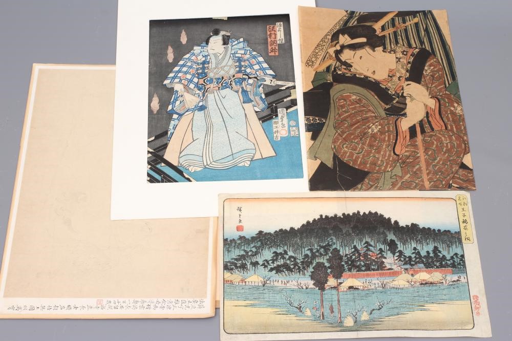 A COLLECTION OF EIGHT JAPANESE WOODBLOCKS to include the works 'Shinagawa' and 'Ishiyakushi' after Image