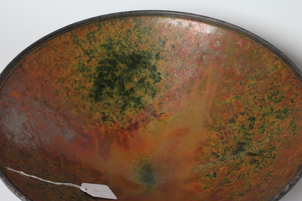 ANDREW HILL (b.1964) - a large raku stoneware conical bowl with mottled bronze Image