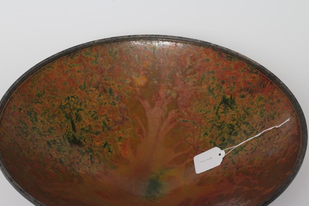 ANDREW HILL (b.1964) - a large raku stoneware conical bowl with mottled bronze Image