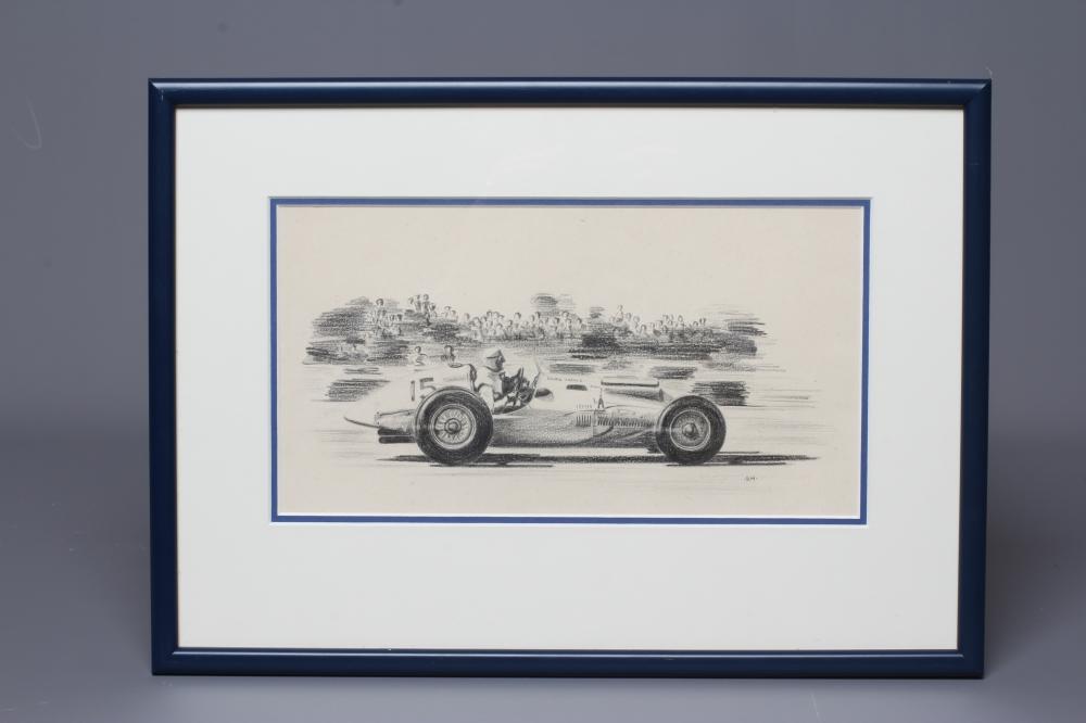 DEREK MARGETTS (New Zealand School, 20th Century) Racing Car, signed with initials lower right, Image