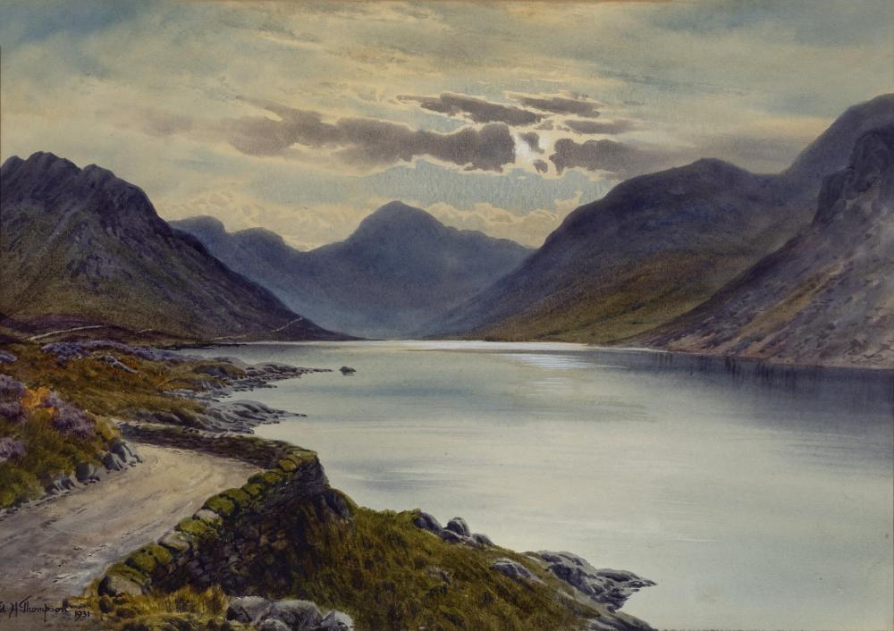 EDWARD H THOMPSON (1879-1949) View of Wast Water, signed lower left and dated 1931, watercolour, 9 Image