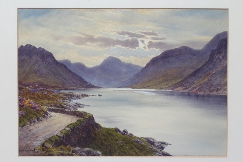 EDWARD H THOMPSON (1879-1949) View of Wast Water, signed lower left and dated 1931, watercolour, 9 Image