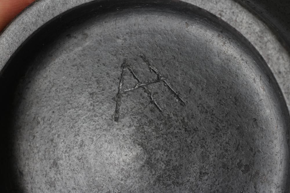 ANDREW HILL (b.1964) - a raku stoneware pedestal conical bowl with mottled red and copper glaze Image