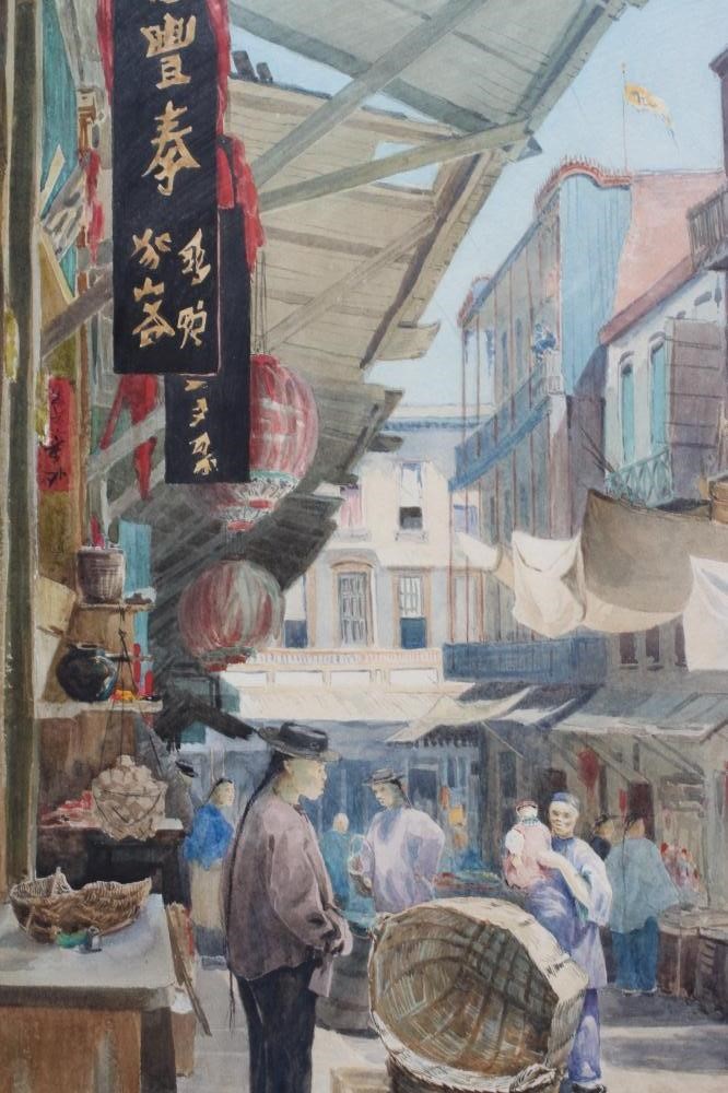 STANLEY INCHBOLD (1856-c.1930) Hong Kong Street Scene, signed lower right and dated '90, Image