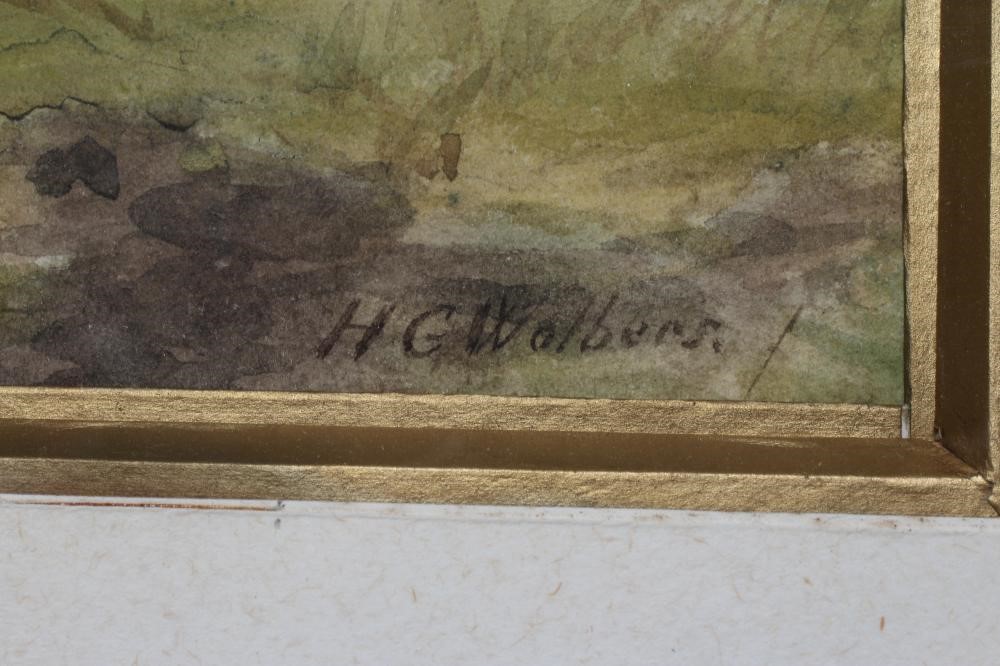 HERMANUS GERHARDUS WOLBERS (1856-1926) Cattle in a Meadow, signed lower right, watercolour, 9" x 13 Image