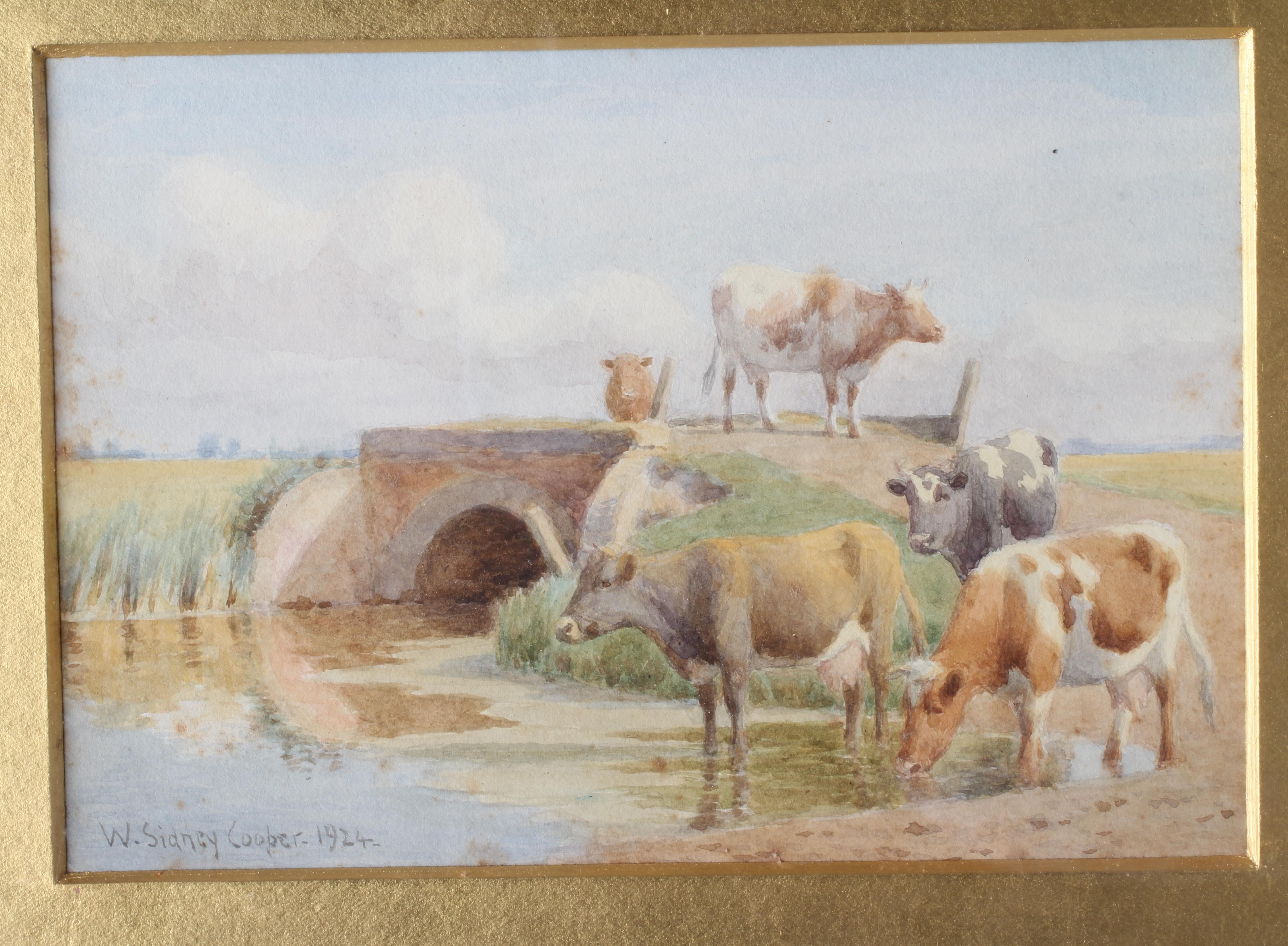 WILLIAM SIDNEY COOPER (1854-1927) Sheep Resting Under Trees and Cattle Beside a Bridge, a pair, Image