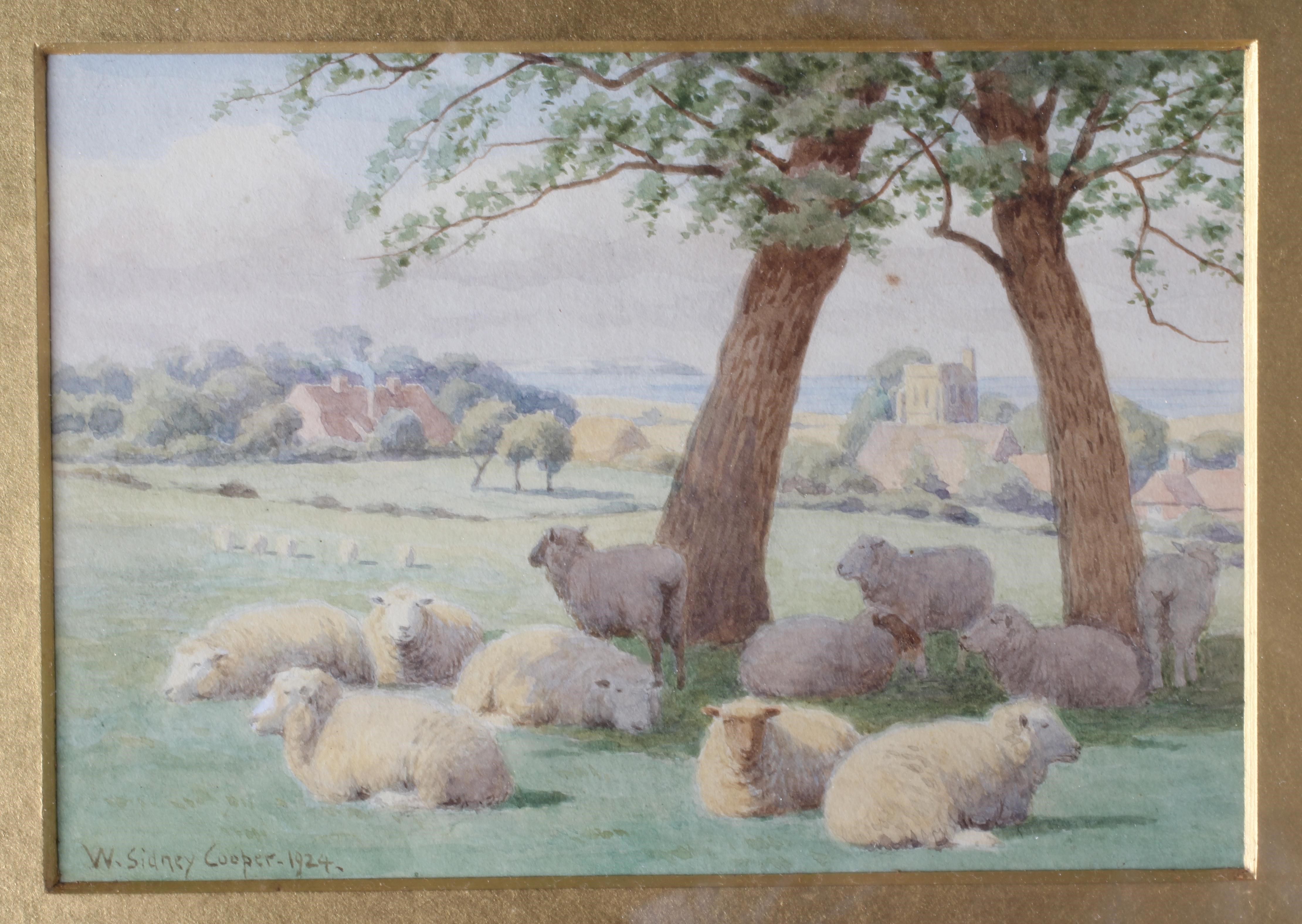 WILLIAM SIDNEY COOPER (1854-1927) Sheep Resting Under Trees and Cattle Beside a Bridge, a pair, Image