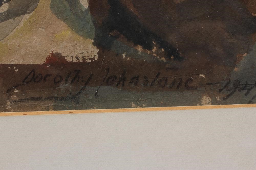 DOROTHY JOHNSTONE (1892-1980) Afternoon Walk, signed lower right, dated 1949, gouache, 14 1/2" x 19 Image