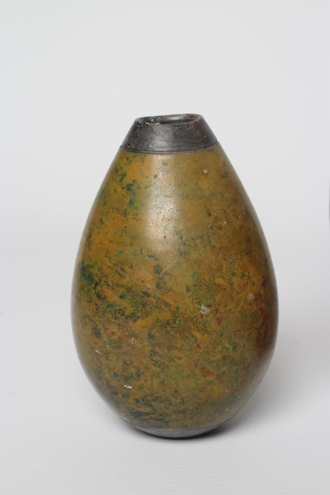 ANDREW HILL (b.1964) - three raku stoneware ovoid vases with mottled glazes, incised initials to Image