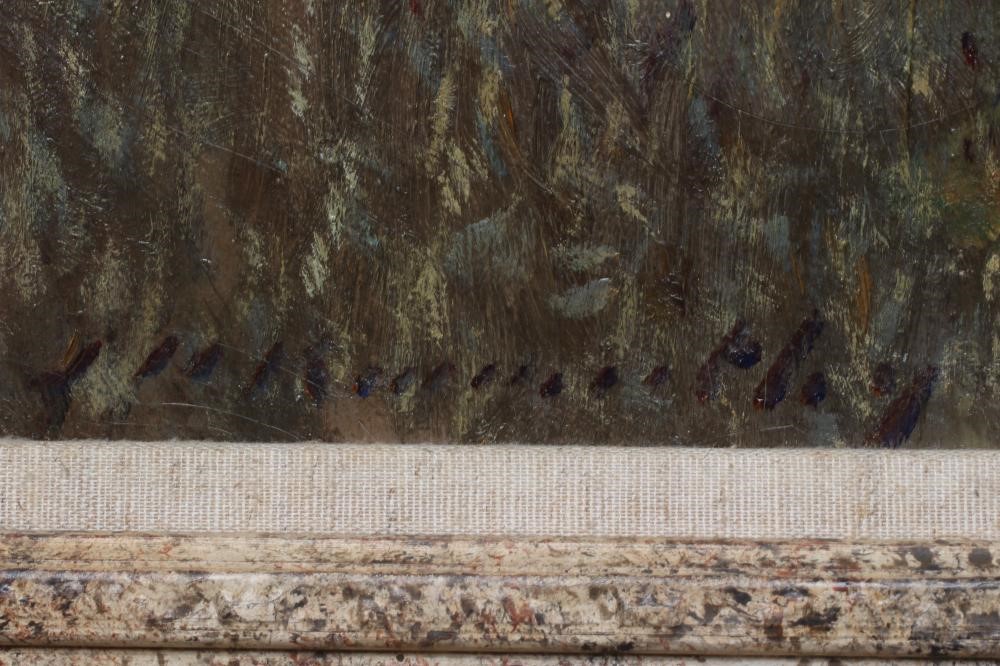 JOHN BARAGWANATH KING (1864-1939) Corn Sheafs at Dusk, signed lower left, oil on canvas, 15" x 13", Image