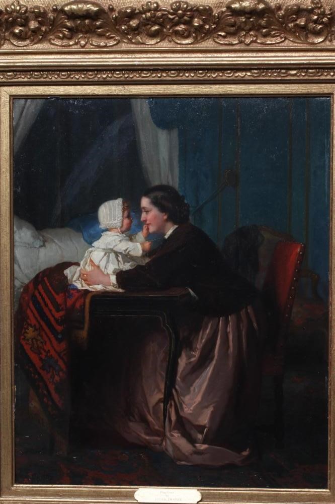 JULES TRAYER (1824-1908) Playtime, signed lower left, oil on panel, 15 1/2" x 12 1/2", 20th century Image