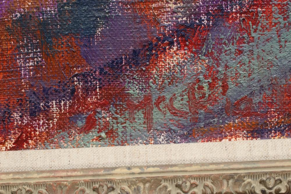 JOHN MACKIE (b.1953) Market Carcassonne, signed lower left and inscribed with title verso, oil on Image