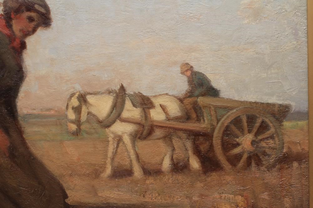DAVID T ROBERTSON (1879-1952) The Potato Pickers, signed lower left, oil on canvas, 25" x 31", Image