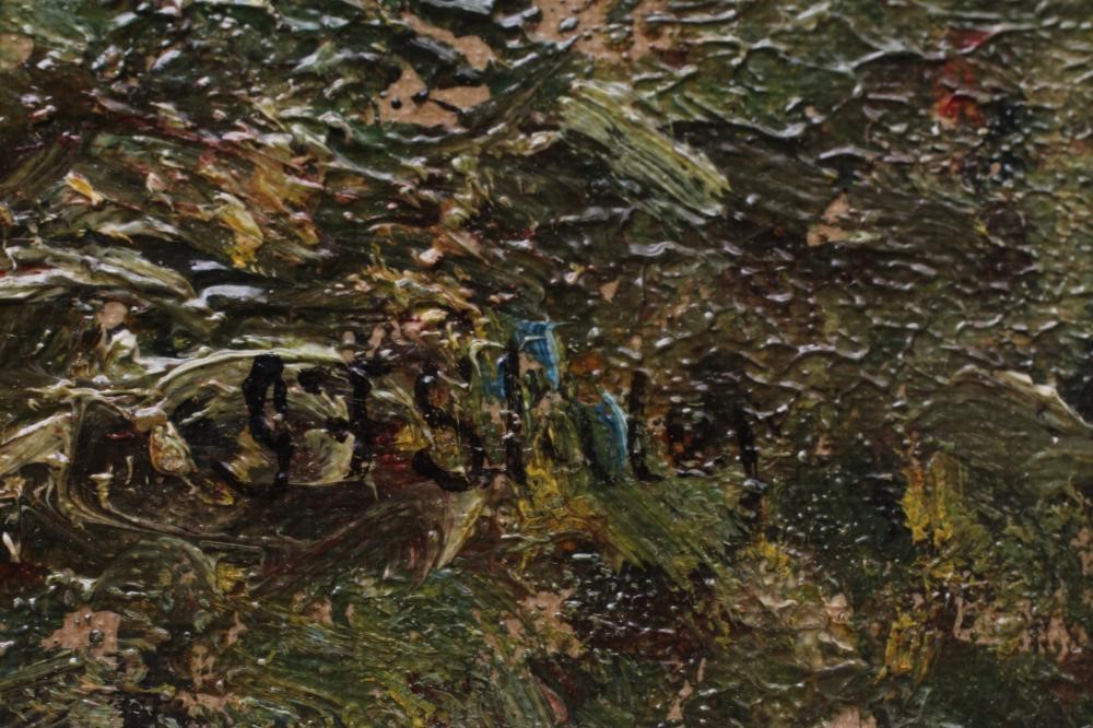 JOHN FALCONAR SLATER (1857-1937) Harvest Time, signed lower right, oil on board, 16 1/2" x 28 1/2", Image