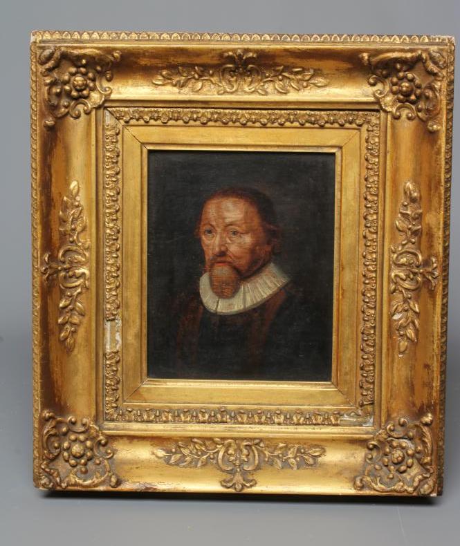 BRITISH SCHOOL (19th Century) Portrait of a Gentleman in 17th century costume, oil on panel, 9" x 7 Image