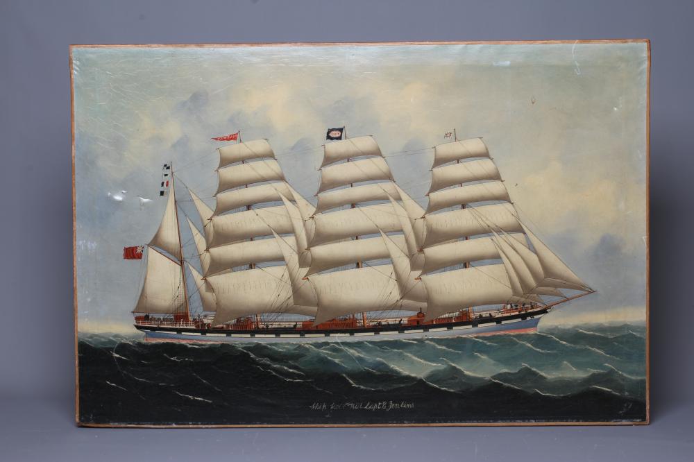 BRITISH SCHOOL (19th Century) Ship Holt Hill Capt. E Jenkins, inscribed with title, oil on canvas, Image