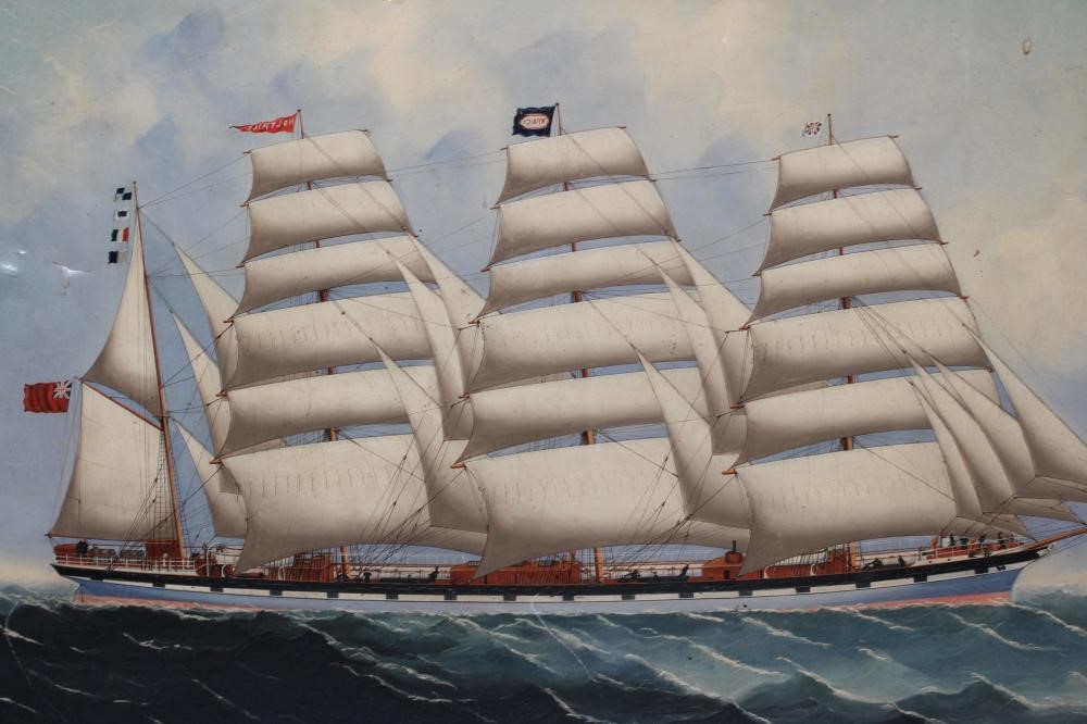 BRITISH SCHOOL (19th Century) Ship Holt Hill Capt. E Jenkins, inscribed with title, oil on canvas, Image