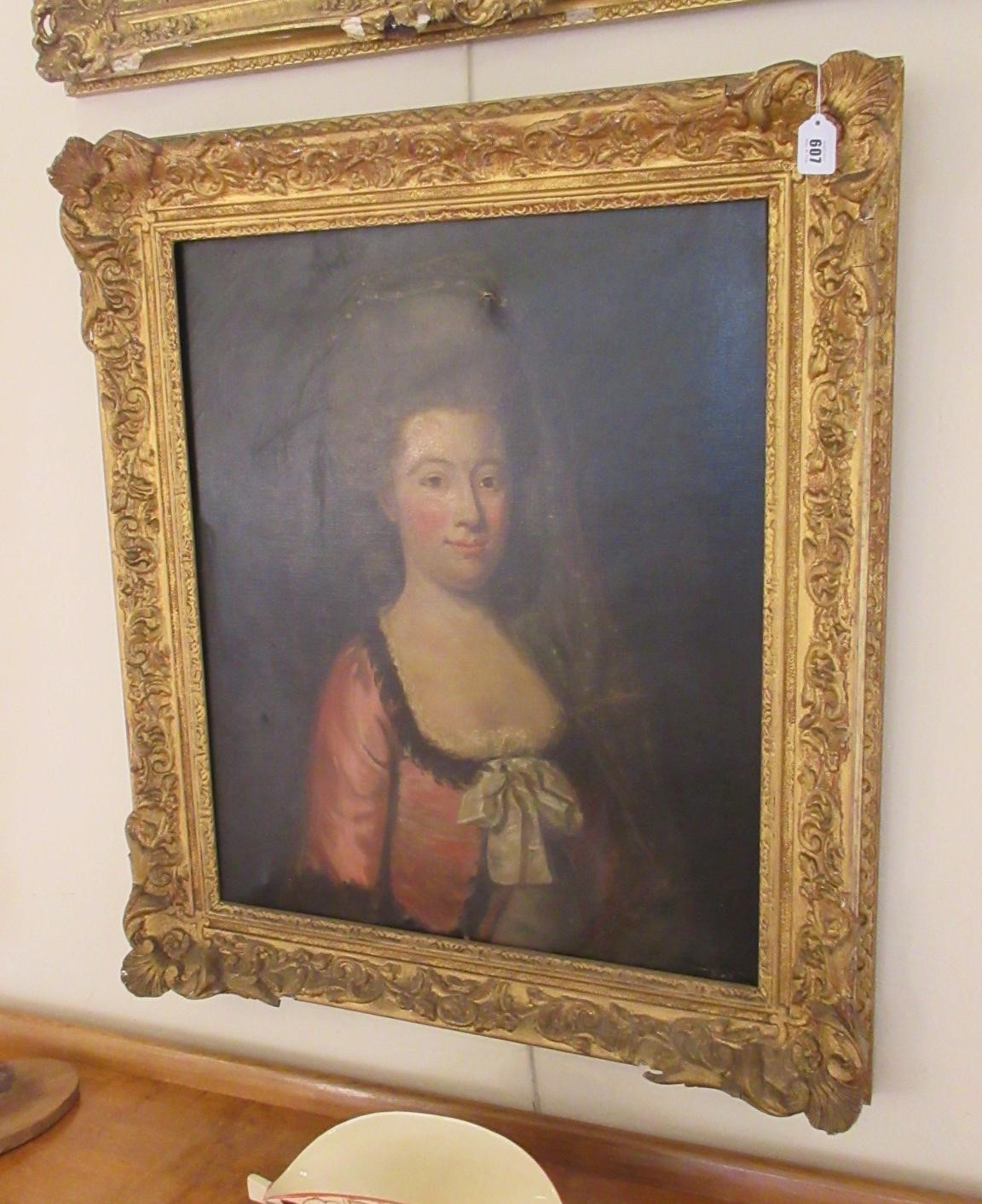 FRENCH SCHOOL (20th Century) Portrait of a lady, half length in late 17th century costume, oil on Image