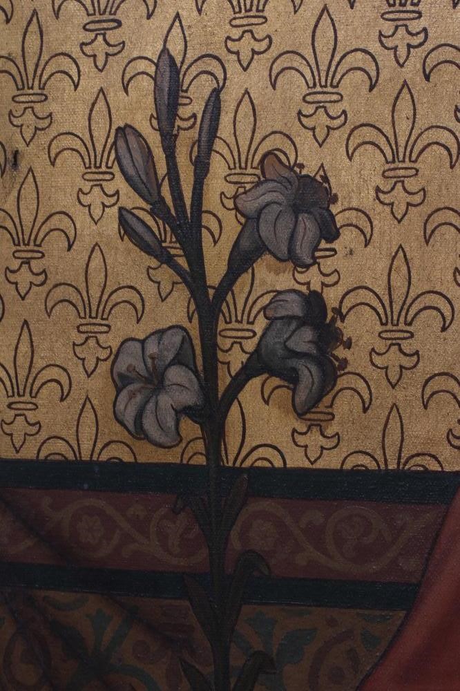 BRITISH SCHOOL (Late 19th Century) St. Anthony holding Lilies, oil on canvas, 36" x 24", composite Image