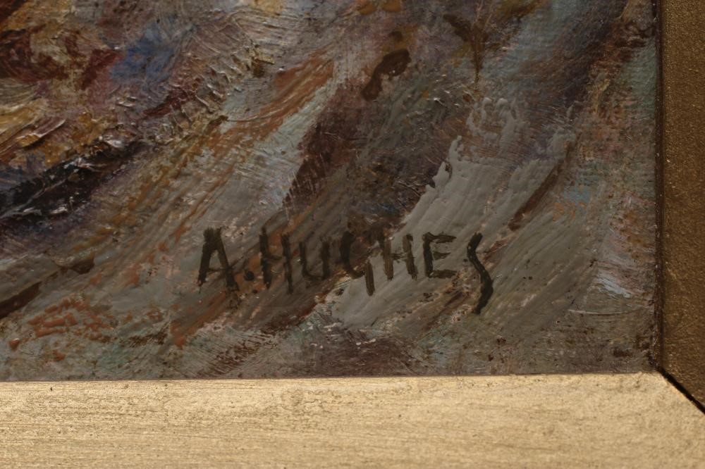 ARTHUR HUGHES (1832-1915) Corner of Porth Joke Beach, Newquay, signed lower right, oil on canvas, Image