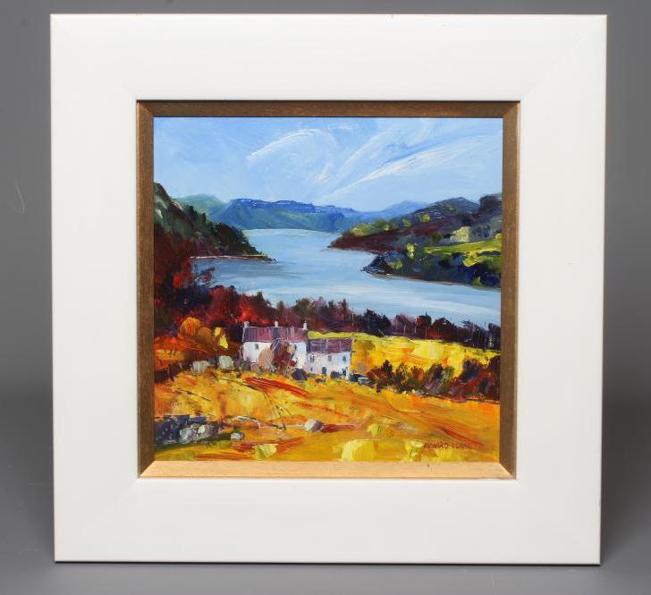 RICHARD CLARE (b.1964), Looking up Ullswater, signed lower right, oil on board, 12" x 12", white Image