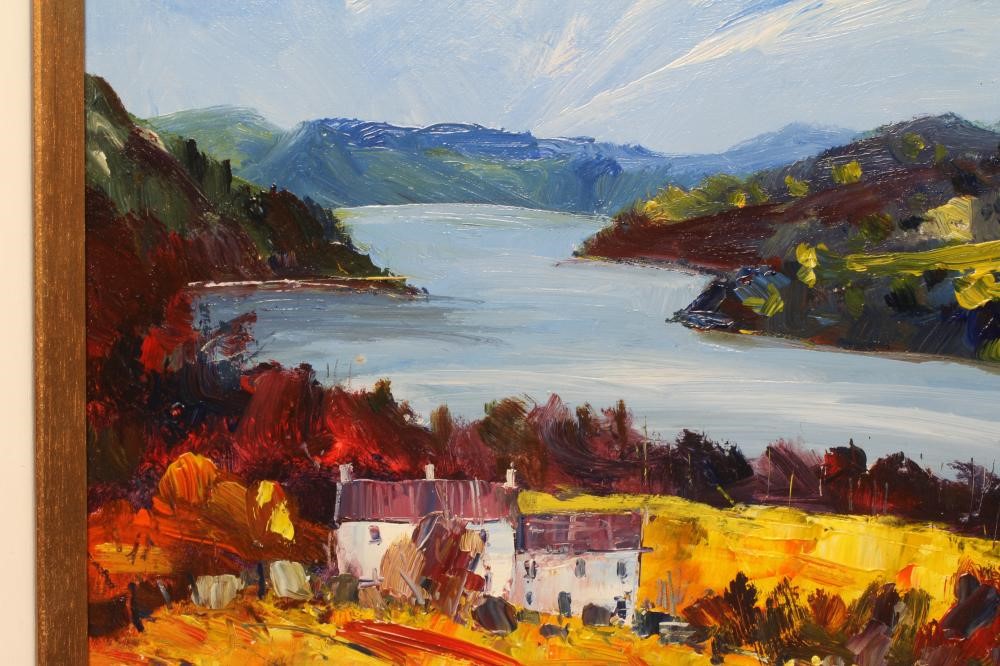 RICHARD CLARE (b.1964), Looking up Ullswater, signed lower right, oil on board, 12" x 12", white Image