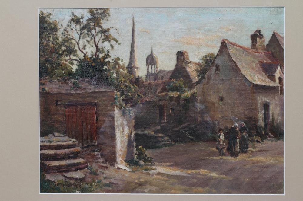TOM CLOUGH (1867-1943) French Ladies on a Village Street, oil on canvas Image