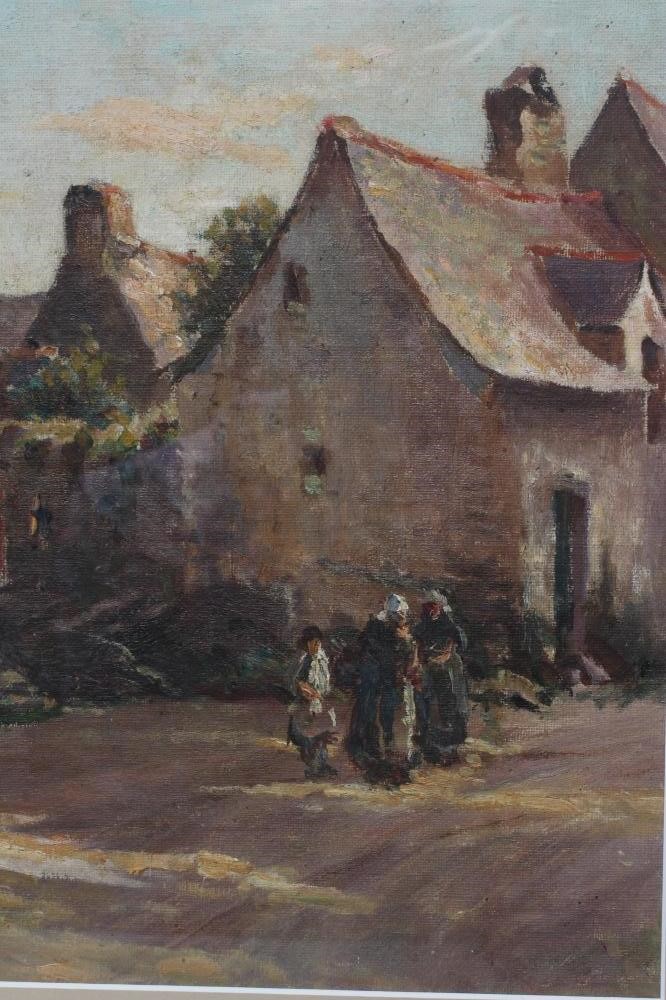 TOM CLOUGH (1867-1943) French Ladies on a Village Street, oil on canvas Image