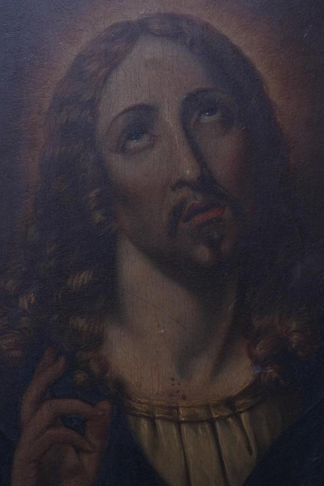 CONTINENTAL SCHOOL (Late 19th century) Jesus Breaking Bread at Emmaus, oil on panel, 16 1/2" x 13 Image