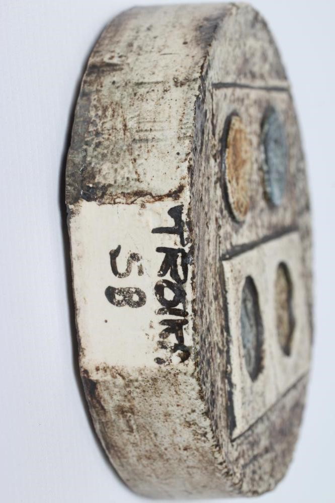 A TROIKA POTTERY SMALL WHEEL VASE with typical incised panels in shades of blue, grey and brown by Image